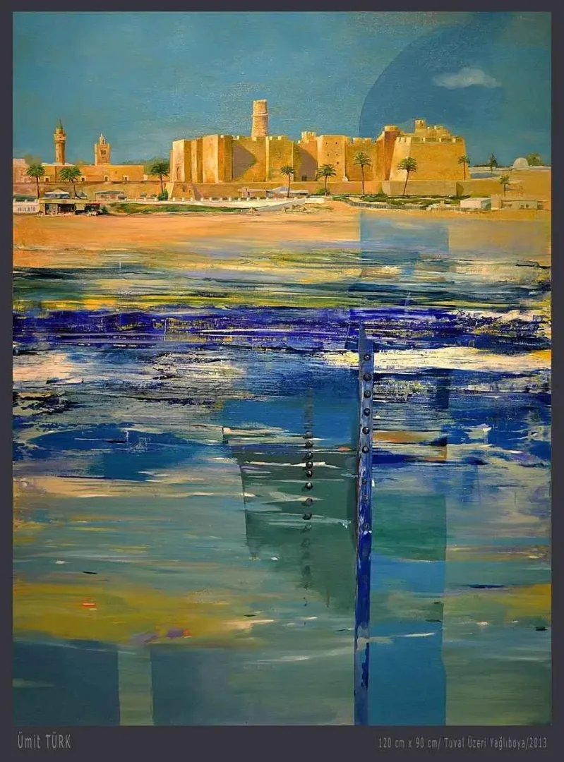 yakınlaştır "İzlenimyorum - Tunus" eseri ÜMİT TÜRK tarafından 2013 yılında 120x90 cm ölçülerinde Tuval üzeri akrilik boya tekniği ile yapılmıştır.