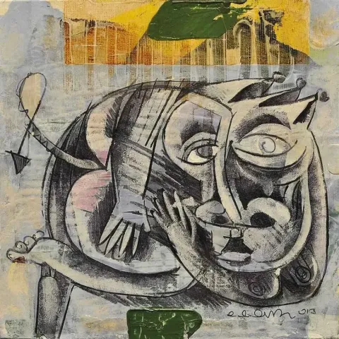 ERHAN LANPİR — “isimsiz” "isimsiz" eseri ERHAN LANPİR tarafından 20x20 cm ölçülerinde yapılmıştır.