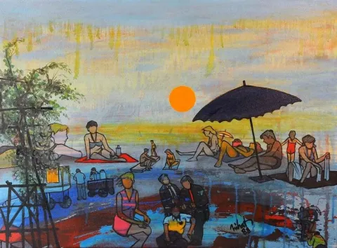 "Bodrum İzlenimleri" eseri NİHAT KAHRAMAN tarafından 1988 yılında 60x80 cm ölçülerinde Tuval üzeri yağlı boya tekniği ile yapılmıştır.
