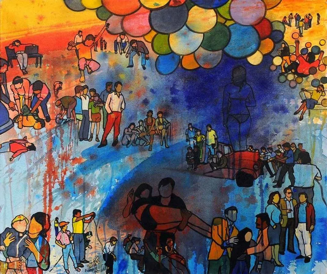yakınlaştır "Alamancılar tatilde" eseri NİHAT KAHRAMAN tarafından 1989 yılında 59x69 cm ölçülerinde Tuval üzeri yağlı boya tekniği ile yapılmıştır.