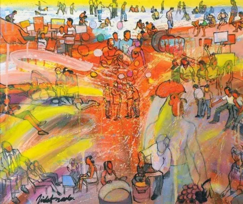 NİHAT KAHRAMAN — “Denizli izlenimleri”, 2006 "Denizli izlenimleri" eseri NİHAT KAHRAMAN tarafından 2006 yılında 50x60 cm ölçülerinde Tuval üzeri yağlı boya tekniği ile yapılmıştır.