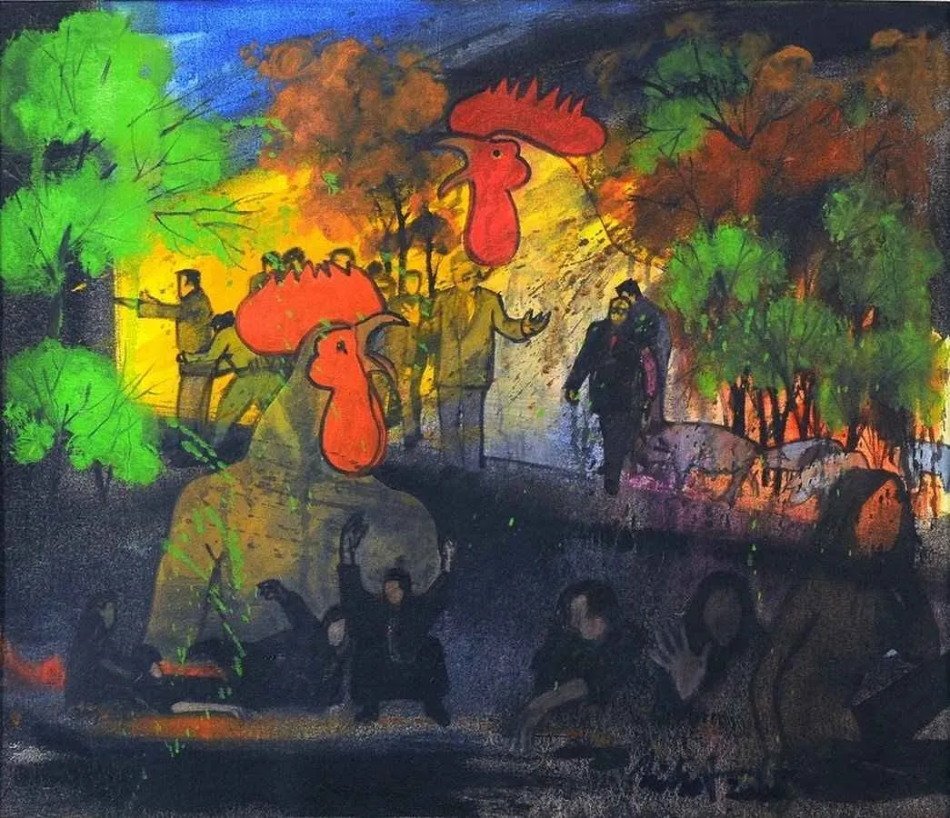yakınlaştır "Domino oyunu" eseri NİHAT KAHRAMAN tarafından 2008 yılında 50x60 cm ölçülerinde Tuval üzeri yağlı boya tekniği ile yapılmıştır.