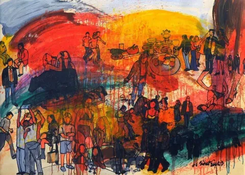"İsimsiz" eseri NİHAT KAHRAMAN tarafından 2002 yılında 30x40 cm ölçülerinde Tuval üzeri yağlı boya tekniği ile yapılmıştır.