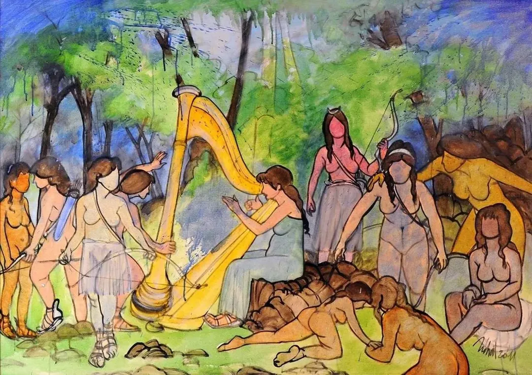 "Anadolu tanrıçaları" eseri NİHAT KAHRAMAN tarafından 2011 yılında 70x100 cm ölçülerinde Tuval üzeri yağlı boya tekniği ile yapılmıştır.