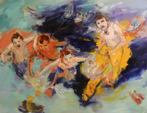 "Dünyada ne varsa bizim içindir" eseri PERUZE HAMURCU tarafından 2013 yılında 116x140 cm ölçülerinde Tuval üzeri yağlı boya tekniği ile yapılmıştır.