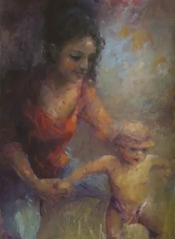 "İlk Adım" eseri KORKUT ULUĞ tarafından 2013 yılında 60x50 cm ölçülerinde Tuval üzeri yağlı boya tekniği ile yapılmıştır.