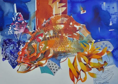 "isimsiz" eseri SEMİH KAPLAN tarafından 2013 yılında 56x76 cm ölçülerinde Kağıt üzeri sulu boya tekniği ile yapılmıştır.