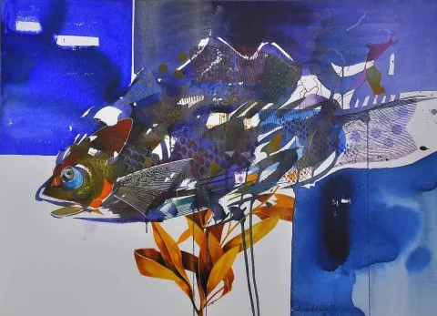 "isimsiz" eseri SEMİH KAPLAN tarafından 2013 yılında 56x76 cm ölçülerinde Kağıt üzeri sulu boya tekniği ile yapılmıştır.