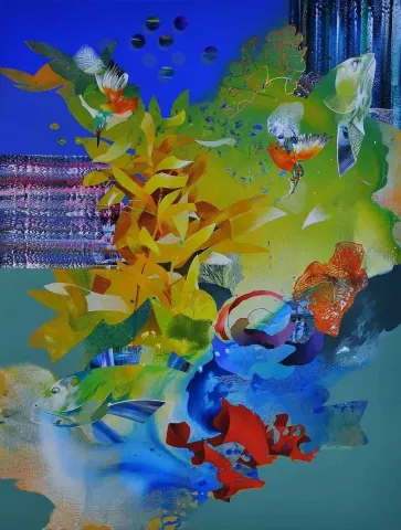 "isimsiz" eseri SEMİH KAPLAN tarafından 2013 yılında 116x89 cm ölçülerinde Tuval üzeri akrilik boya tekniği ile yapılmıştır.