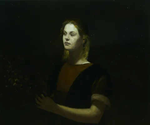 SERTAP YEĞİN — “Dallı Portre”, 2013 "Dallı Portre" eseri SERTAP YEĞİN tarafından 2013 yılında 100x120 cm ölçülerinde Tuval üzeri yağlı boya tekniği ile yapılmıştır.