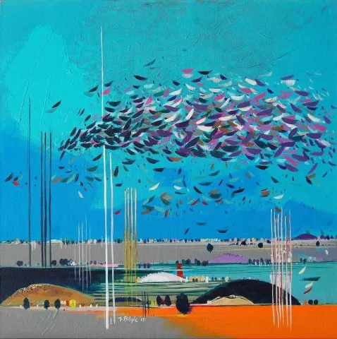 "isimsiz" eseri TAMER BİLGİÇ tarafından 2013 yılında 50x50 cm ölçülerinde Tuval üzeri akrilik boya tekniği ile yapılmıştır.