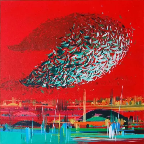 "isimsiz" eseri TAMER BİLGİÇ tarafından 2013 yılında 70x70 cm ölçülerinde Tuval üzeri akrilik boya tekniği ile yapılmıştır.