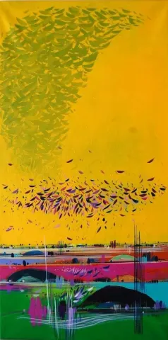 "isimsiz" eseri TAMER BİLGİÇ tarafından 2013 yılında 80x40 cm ölçülerinde Tuval üzeri akrilik boya tekniği ile yapılmıştır.