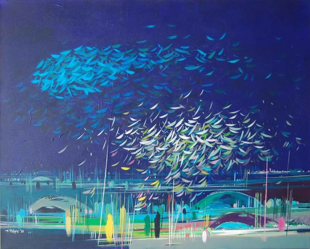 "isimsiz" eseri TAMER BİLGİÇ tarafından 2013 yılında 80x100 cm ölçülerinde Tuval üzeri akrilik boya tekniği ile yapılmıştır.