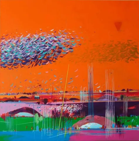 TAMER BİLGİÇ — “isimsiz”, 2013 "isimsiz" eseri TAMER BİLGİÇ tarafından 2013 yılında 90x90 cm ölçülerinde Tuval üzeri akrilik boya tekniği ile yapılmıştır.