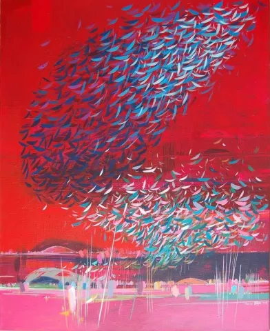 "isimsiz" eseri TAMER BİLGİÇ tarafından 2013 yılında 100x80 cm ölçülerinde Tuval üzeri akrilik boya tekniği ile yapılmıştır.