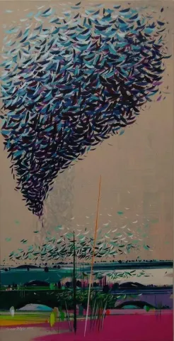 "isimsiz" eseri TAMER BİLGİÇ tarafından 2013 yılında 120x60 cm ölçülerinde Tuval üzeri akrilik boya tekniği ile yapılmıştır.