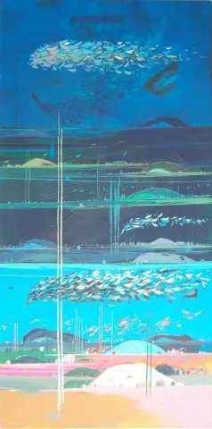 "isimsiz" eseri TAMER BİLGİÇ tarafından 2013 yılında 120x60 cm ölçülerinde Tuval üzeri akrilik boya tekniği ile yapılmıştır.