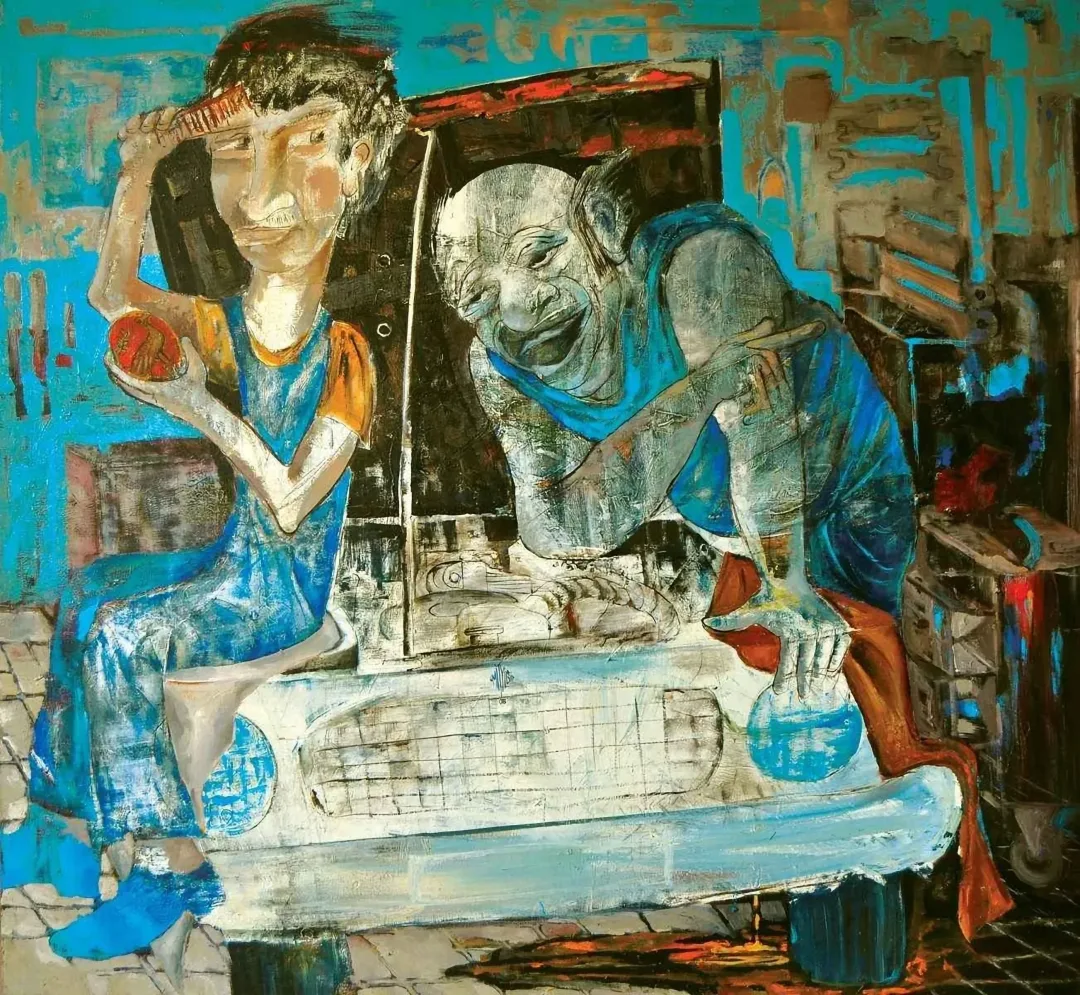 yakınlaştır "Arkası Kuşlu Ayna" eseri ÜMİT YİĞİT tarafından 2008 yılında 130x140 cm ölçülerinde Tuval üzeri yağlı boya tekniği ile yapılmıştır.