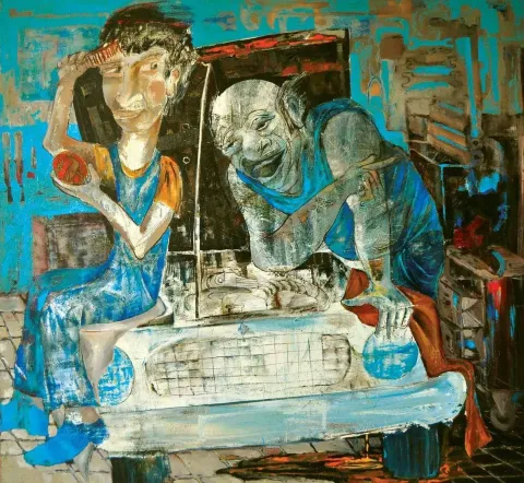 "Arkası Kuşlu Ayna" eseri ÜMİT YİĞİT tarafından 2008 yılında 130x140 cm ölçülerinde Tuval üzeri yağlı boya tekniği ile yapılmıştır.