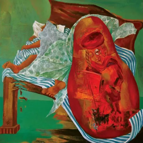 ÜMİT YİĞİT — “Uyumuşum”, 2013 "Uyumuşum" eseri ÜMİT YİĞİT tarafından 2013 yılında 100x100 cm ölçülerinde Tuval üzeri yağlı boya tekniği ile yapılmıştır.