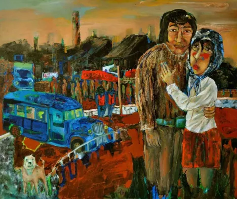 ÜMİT YİĞİT — “İşgal Günlerinde Aşk”, 2012 "İşgal Günlerinde Aşk" eseri ÜMİT YİĞİT tarafından 2012 yılında 100x120 cm ölçülerinde Tuval üzeri yağlı boya tekniği ile yapılmıştır.