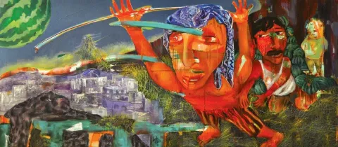 ÜMİT YİĞİT — “Diyarbakır”, 2012 "Diyarbakır" eseri ÜMİT YİĞİT tarafından 2012 yılında 60x135 cm ölçülerinde Tuval üzeri yağlı boya tekniği ile yapılmıştır.