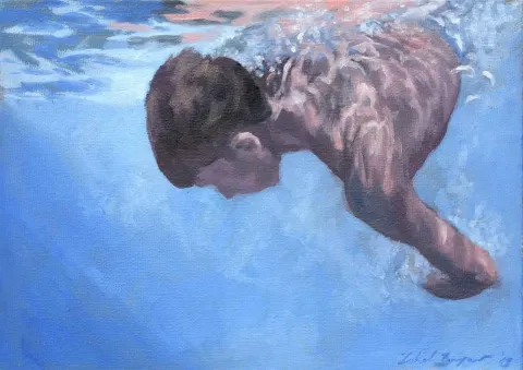 "Çocuk" eseri ZUHAL BAYSAR tarafından 2013 yılında 25x35 cm ölçülerinde Tuval üzeri yağlı boya tekniği ile yapılmıştır.