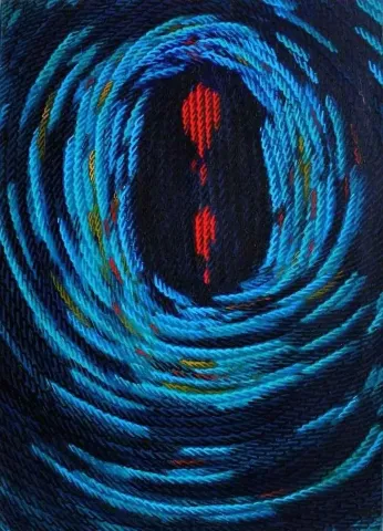 "Mavi Üzerine Notlar" eseri AHMET YEŞİL tarafından 2012 yılında 81x65 cm ölçülerinde Tuval üzeri yağlı boya tekniği ile yapılmıştır.
