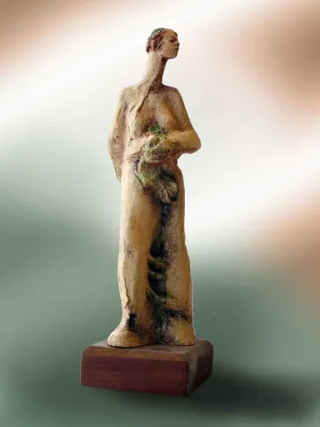 AZİMET KARAMAN — “isimsiz”, 2014 "isimsiz" eseri AZİMET KARAMAN tarafından 2014 yılında 34x11x13 cm ölçülerinde Pişmiş Toprak tekniği ile yapılmıştır.