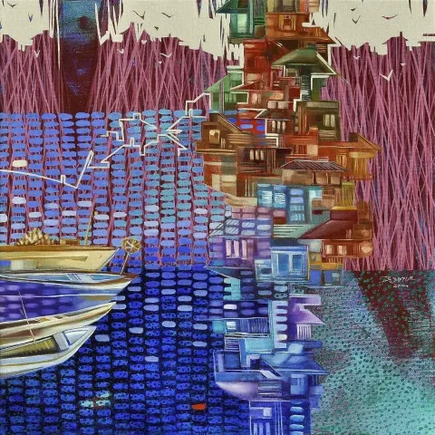 BAKİ BODUR — “isimsiz”, 2014 "isimsiz" eseri BAKİ BODUR tarafından 2014 yılında 40x40 cm ölçülerinde Tuval üzeri akrilik boya tekniği ile yapılmıştır.