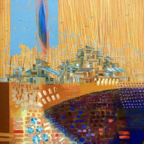 "isimsiz" eseri BAKİ BODUR tarafından 2014 yılında 40x40 cm ölçülerinde Tuval üzeri akrilik boya tekniği ile yapılmıştır.