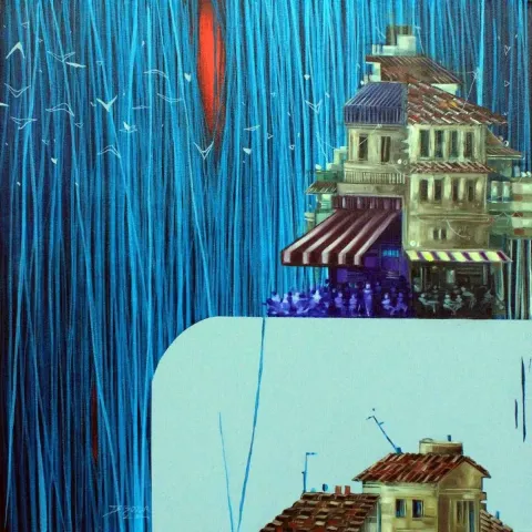 "isimsiz" eseri BAKİ BODUR tarafından 2014 yılında 40x40 cm ölçülerinde Tuval üzeri akrilik boya tekniği ile yapılmıştır.