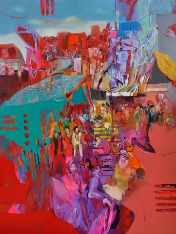 "Cafe" eseri HAKAN ESMER tarafından 2014 yılında 120x90 cm ölçülerinde Tuval üzeri yağlı boya tekniği ile yapılmıştır.