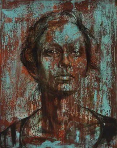 CEYHUN YAMAN — “Kız Kardeş-II”, 2014 "Kız Kardeş-II" eseri CEYHUN YAMAN tarafından 2014 yılında 92x73 cm ölçülerinde Tuval üzeri akrilik boya tekniği ile yapılmıştır.