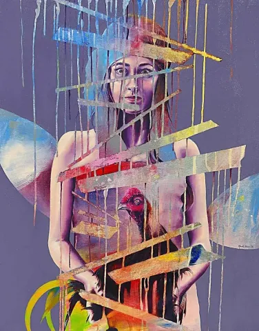 "isimsiz" eseri MEVLÜT AKAR tarafından 2014 yılında 92x73 cm ölçülerinde Tuval üzeri akrilik boya tekniği ile yapılmıştır.