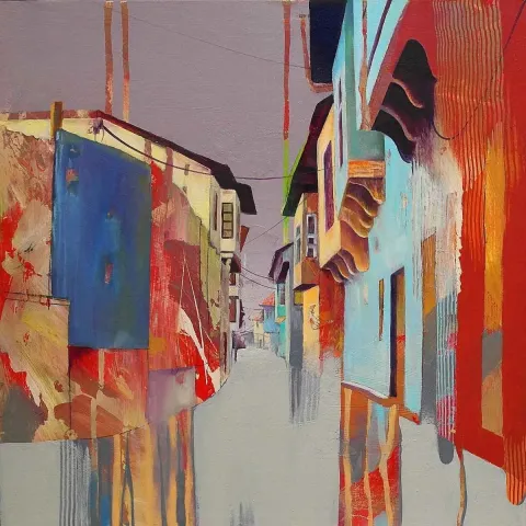 "isimsiz" eseri MEVLÜT AKAR tarafından 2014 yılında 40x40 cm ölçülerinde Tuval üzeri akrilik boya tekniği ile yapılmıştır.