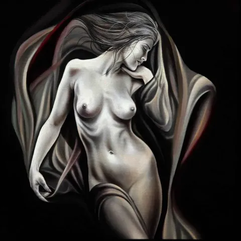 "Duygu" eseri BEHZAT FEYZULLAH tarafından 2014 yılında 40x40 cm ölçülerinde Tuval üzeri yağlı boya tekniği ile yapılmıştır.