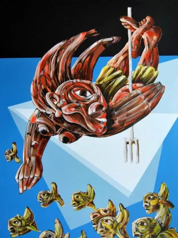 ERHAN LANPİR — “Balıkçı”, 2014 "Balıkçı" eseri ERHAN LANPİR tarafından 2014 yılında 93x72 cm ölçülerinde Tuval üzeri akrilik boya tekniği ile yapılmıştır.