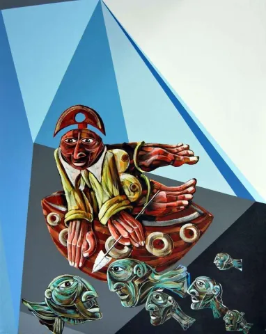 ERHAN LANPİR — “Balıkçı”, 2014 "Balıkçı" eseri ERHAN LANPİR tarafından 2014 yılında 93x72 cm ölçülerinde Tuval üzeri akrilik boya tekniği ile yapılmıştır.