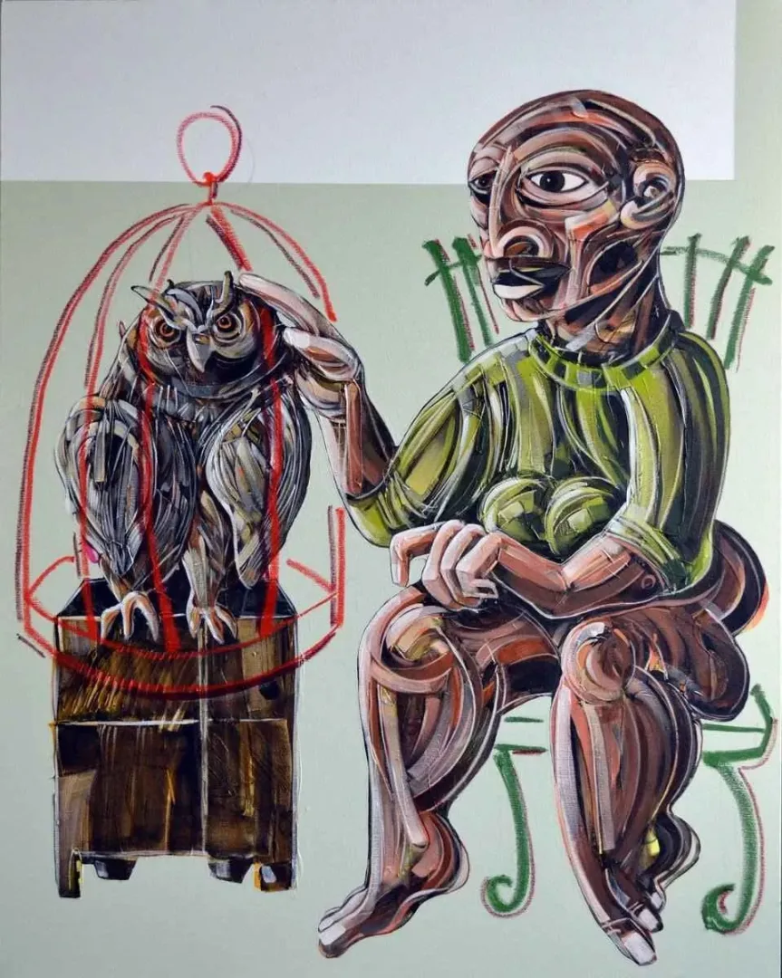 "Kuş Dili" eseri ERHAN LANPİR tarafından 2014 yılında 93x72 cm ölçülerinde Tuval üzeri akrilik boya tekniği ile yapılmıştır.