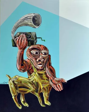ERHAN LANPİR — “Evcilleşme”, 2014 "Evcilleşme" eseri ERHAN LANPİR tarafından 2014 yılında 93x72 cm ölçülerinde Tuval üzeri akrilik boya tekniği ile yapılmıştır.