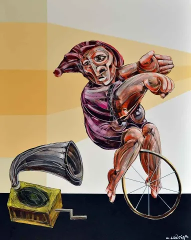 ERHAN LANPİR — “Gösteri”, 2014 "Gösteri" eseri ERHAN LANPİR tarafından 2014 yılında 93x72 cm ölçülerinde Tuval üzeri akrilik boya tekniği ile yapılmıştır.