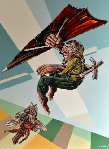 ERHAN LANPİR — “Kuş Bakışı”, 2014 "Kuş Bakışı" eseri ERHAN LANPİR tarafından 2014 yılında 100x140 cm ölçülerinde Tuval üzeri akrilik boya tekniği ile yapılmıştır.