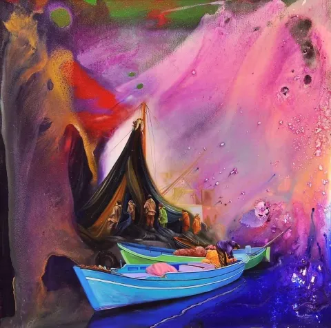 "isimsiz" eseri TURGUT AKARSU tarafından 2014 yılında 60x60 cm ölçülerinde Tuval üzeri yağlı boya tekniği ile yapılmıştır.