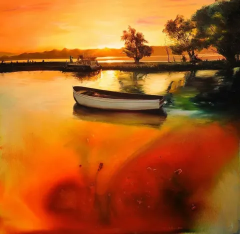 "isimsiz" eseri TURGUT AKARSU tarafından 2014 yılında 60x60 cm ölçülerinde Tuval üzeri yağlı boya tekniği ile yapılmıştır.