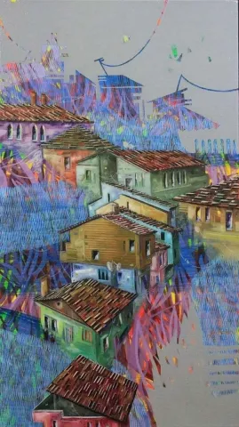 "isimsiz" eseri BAKİ BODUR tarafından 2013 yılında 45x80 cm ölçülerinde Tuval üzeri yağlı boya tekniği ile yapılmıştır.