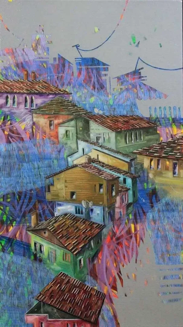 "isimsiz" eseri BAKİ BODUR tarafından 2013 yılında 45x80 cm ölçülerinde Tuval üzeri yağlı boya tekniği ile yapılmıştır.