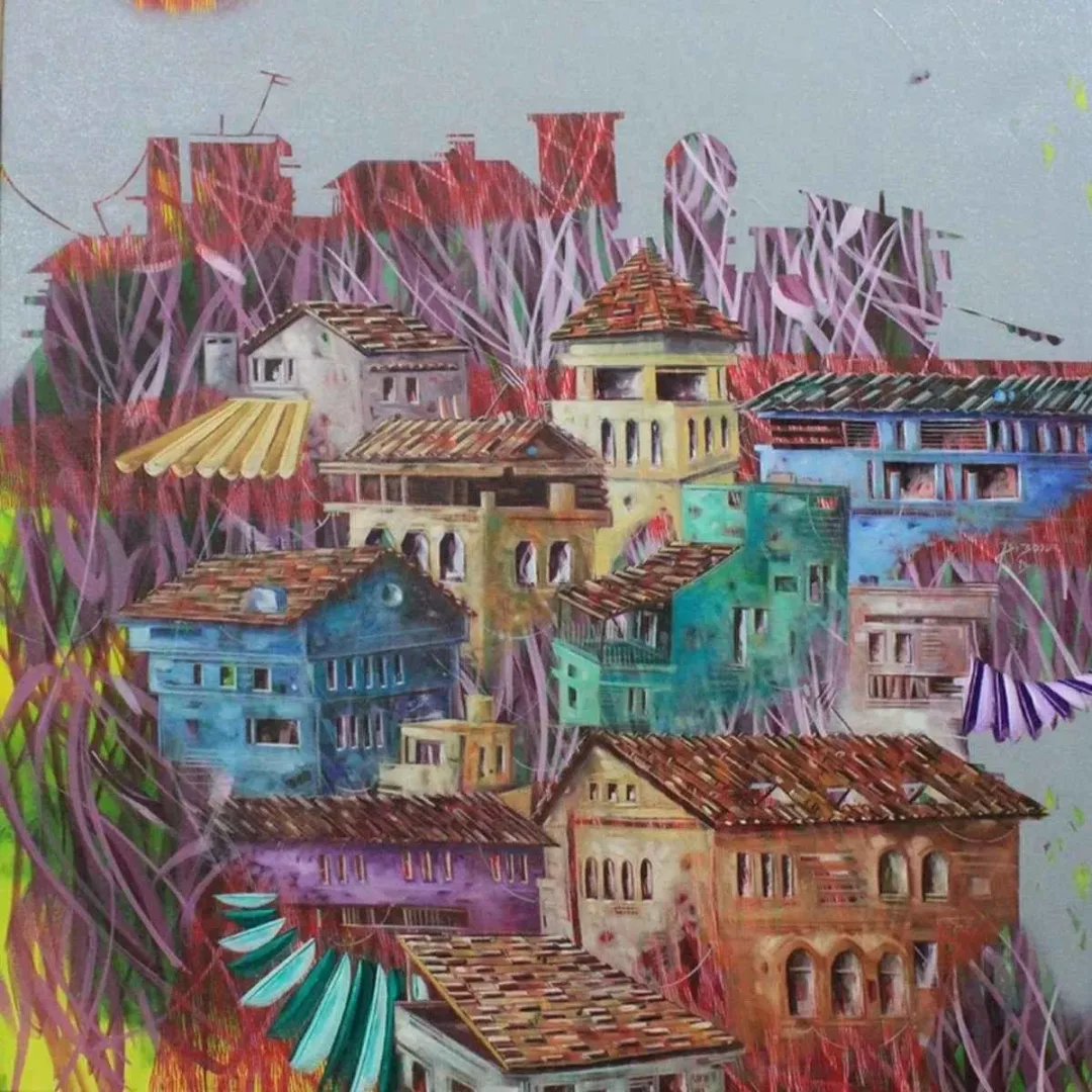 "isimsiz" eseri BAKİ BODUR tarafından 2013 yılında 70x70 cm ölçülerinde Tuval üzeri yağlı boya tekniği ile yapılmıştır.