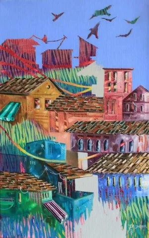 "isimsiz" eseri BAKİ BODUR tarafından 2014 yılında 25x40 cm ölçülerinde Tuval üzeri yağlı boya tekniği ile yapılmıştır.